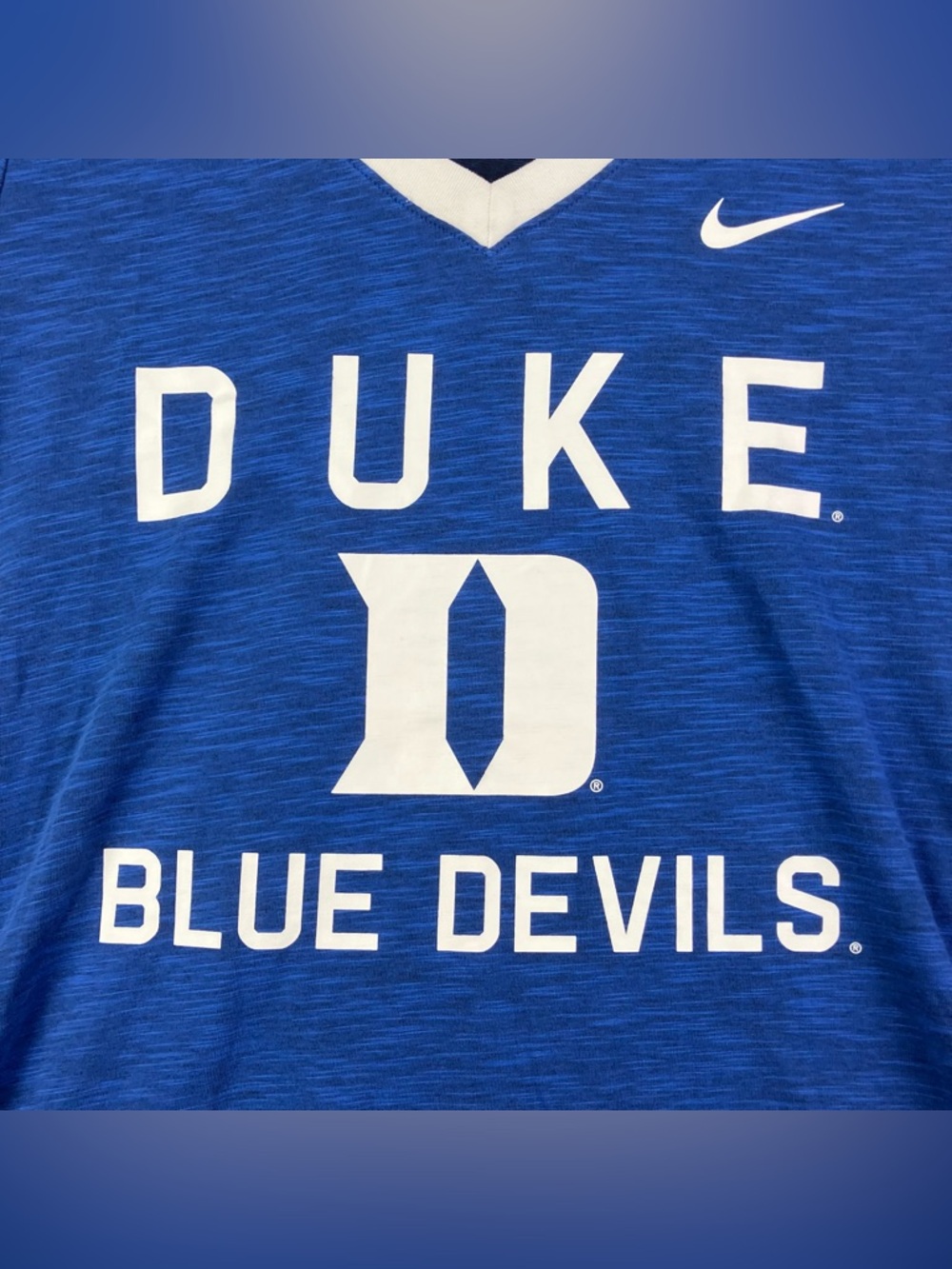 Nike Duke Blue Devils Women’s Shirt Size M Short Sleeve V Neck Blue & White - Picture 6 of 12